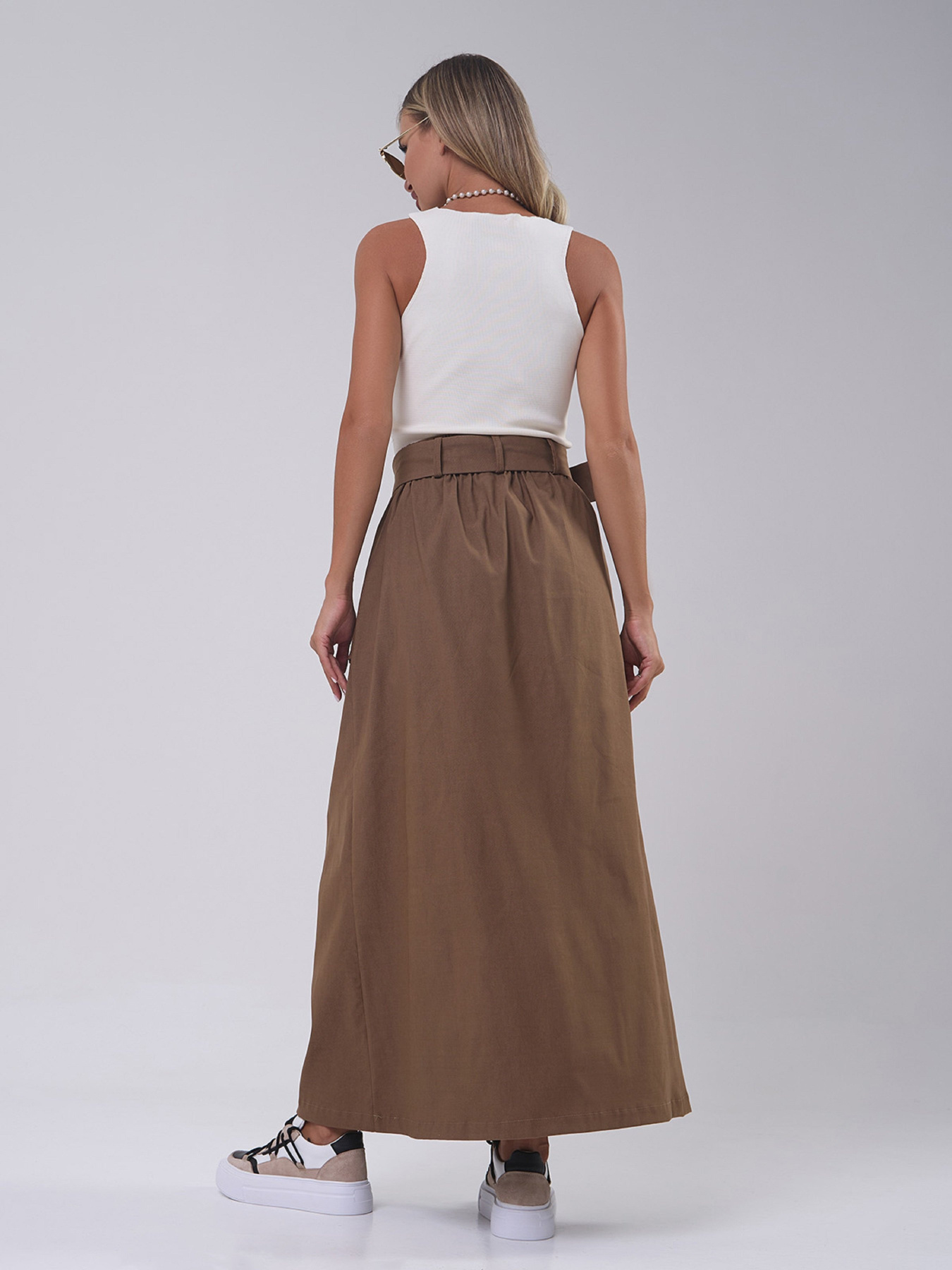Юбка макси ISSA Plus модель 14808_коричневый Фото