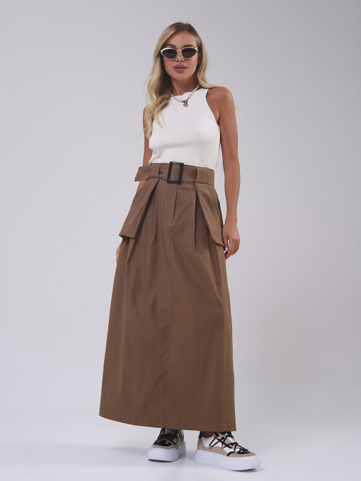 Спідниця максі ISSA Plus модель 14808_коричневый Фото