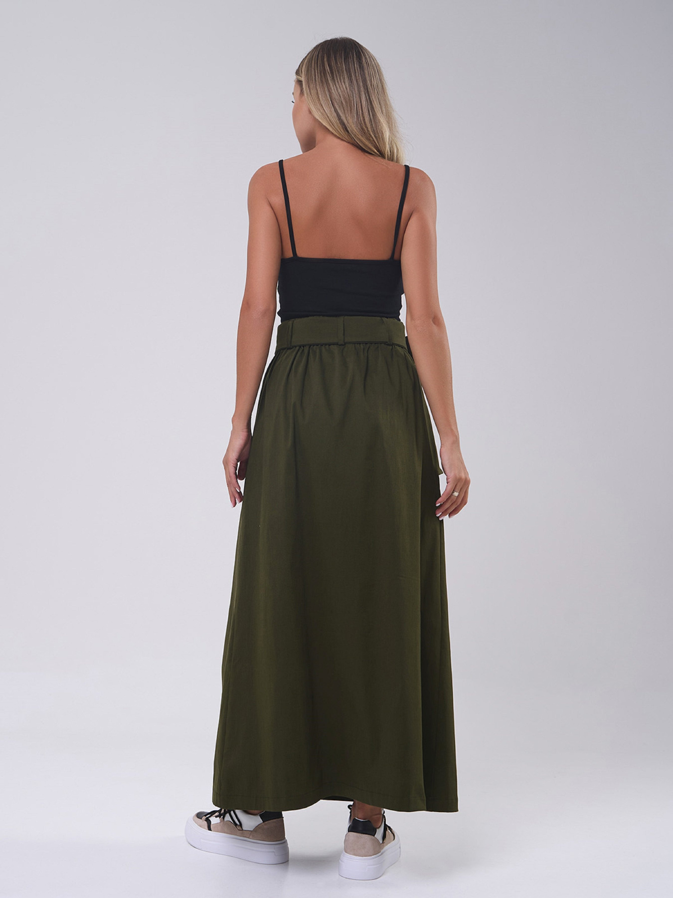 Юбка макси ISSA Plus модель 14808_хаки Фото