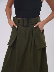Юбка макси ISSA Plus модель 14808_хаки Фото