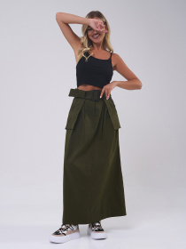 Спідниця максі ISSA Plus Модель 14808_хаки Фото
