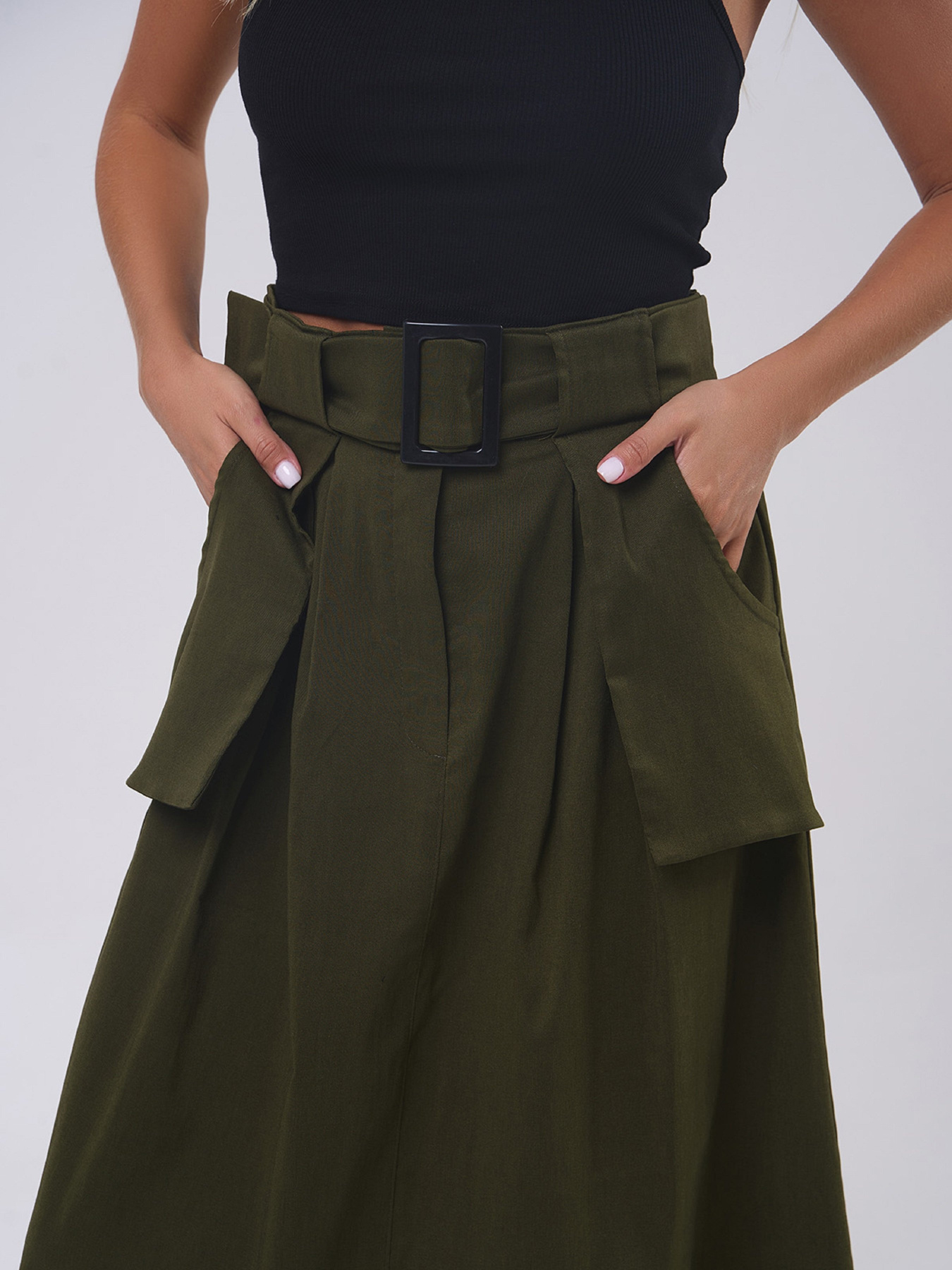 Юбка макси ISSA Plus модель 14808_хаки Фото