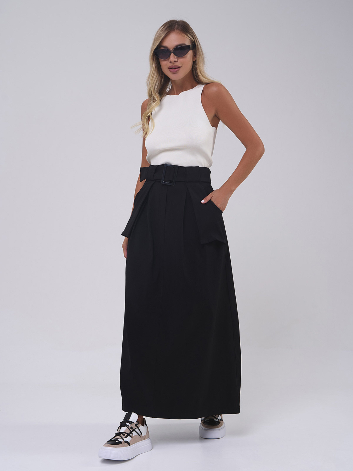 Юбка макси ISSA Plus модель 14808_черный Фото