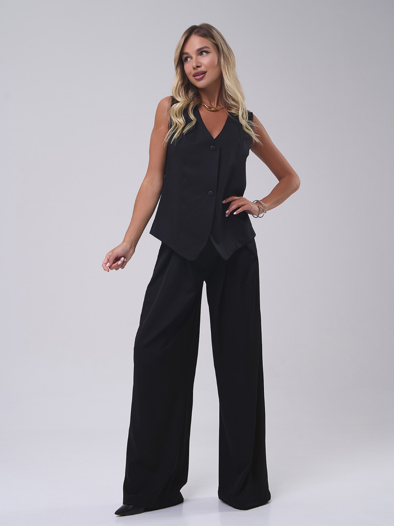 Повседневный костюм ISSA Plus модель 14818_черный Фото