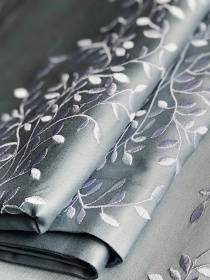 Комплект постільної білизни сіро-блакитний з вишитими гілками Cozy Модель 7794313 Фото