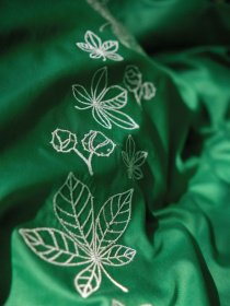 Комплект постільної білизни зелений з вишитими молочними каштанами Cozy модель 9261853 Фото