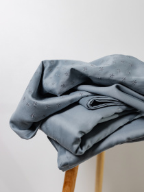 Комплект постільної білизни сіро-блакитний з вишитими зірками Cozy модель 8048996 Фото