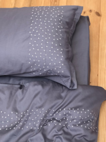 Комплект постільної білизни темно-сірий з вишитими білими зірками Cozy модель 7799220 Фото