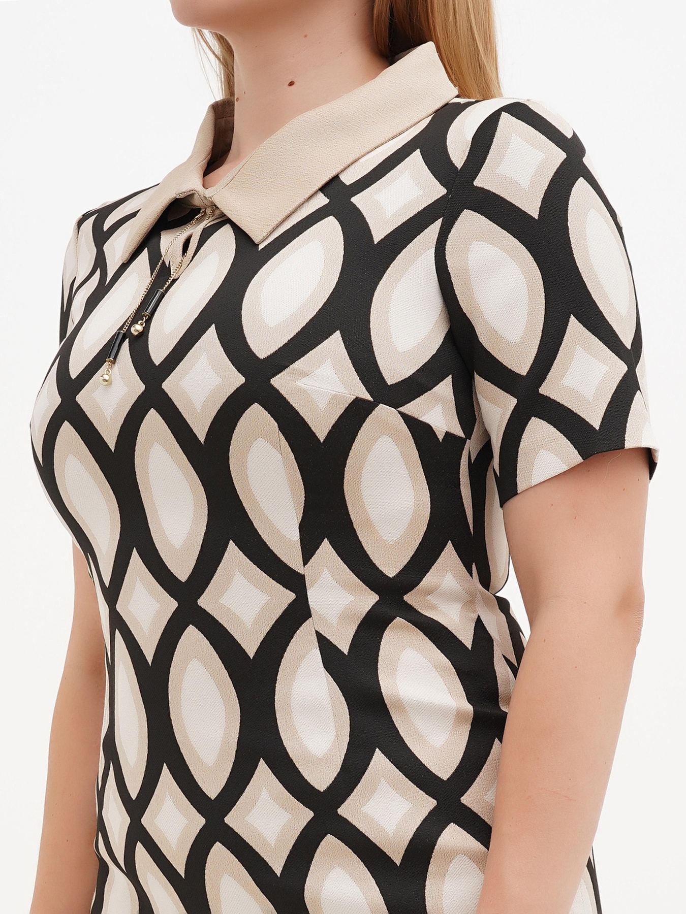 Платье миди Sassofono модель A271-SF-1423_бежевый Фото