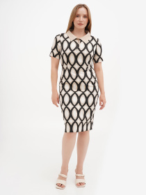 Платье миди Sassofono модель A271-SF-1423_бежевый Фото