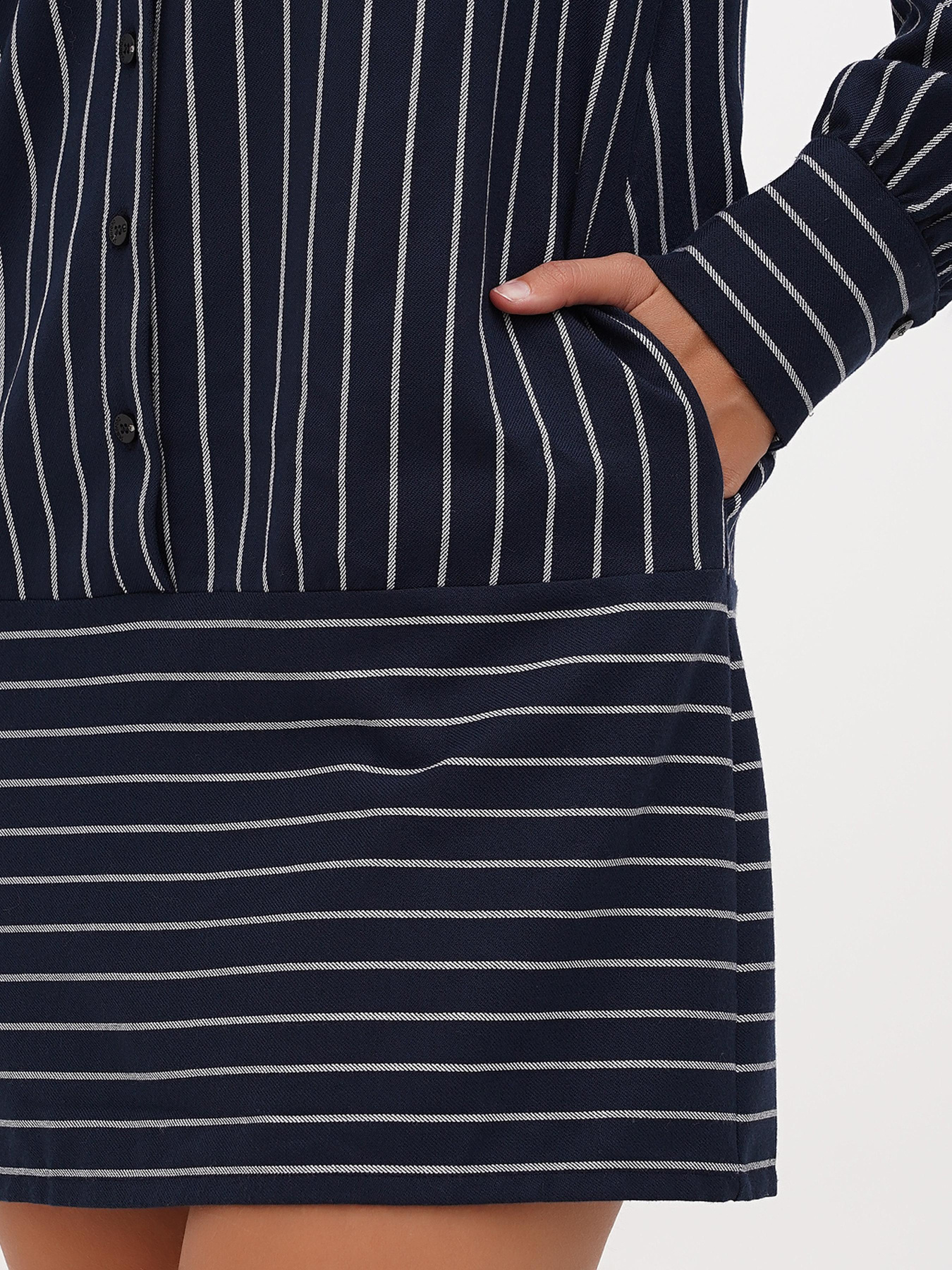 Платье мини Sassofono модель A271-SF-1350_синий_молочній Фото