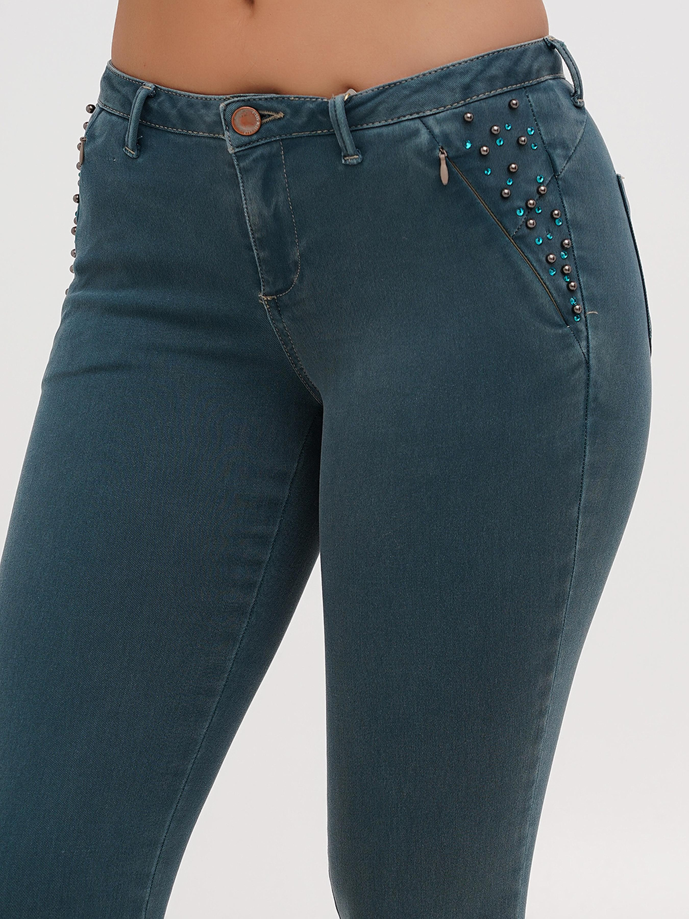 Скинни джинсы Sassofono модель A271-SF-1364_зеленый Фото