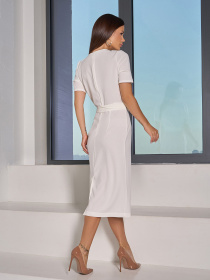 Платье миди ISSA Plus модель 14154A_молочный Фото