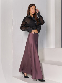 Юбка макси ISSA Plus модель 14127_коричневый Фото