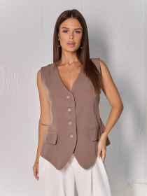 Класичний жилет ISSA Plus модель 14830_коричневый Фото