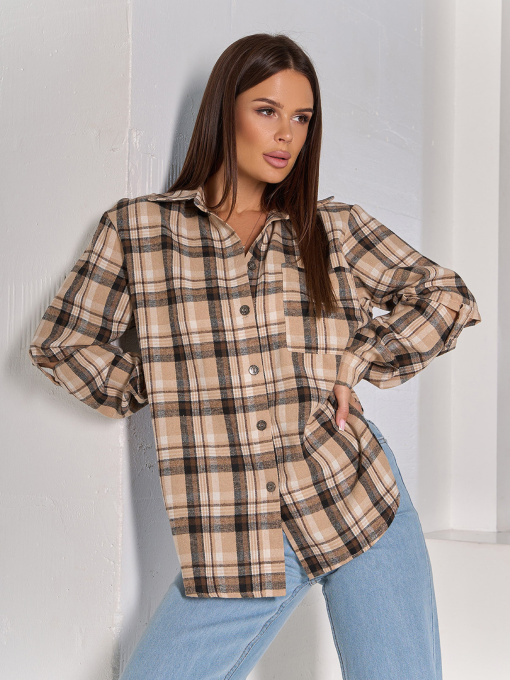 Сорочка повсякденна ISSA Plus модель SA-554_бежевый Фото