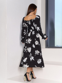 Платье миди ISSA Plus модель SA-551_черный_белый Платье миди ISSA Plus модель SA-551_черный_белый Фото