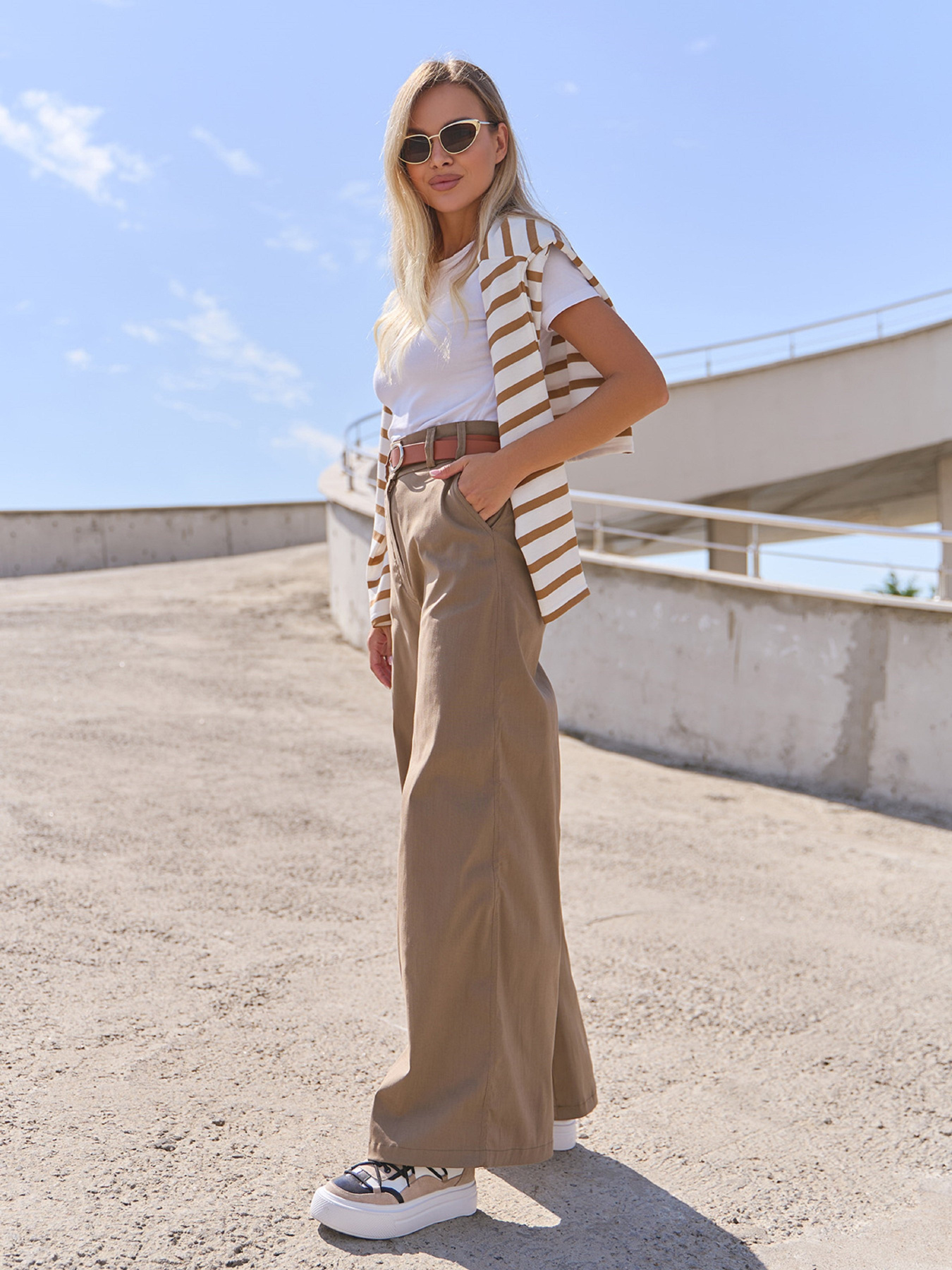 Брюки палаццо ISSA Plus модель 14824_бежевый Фото