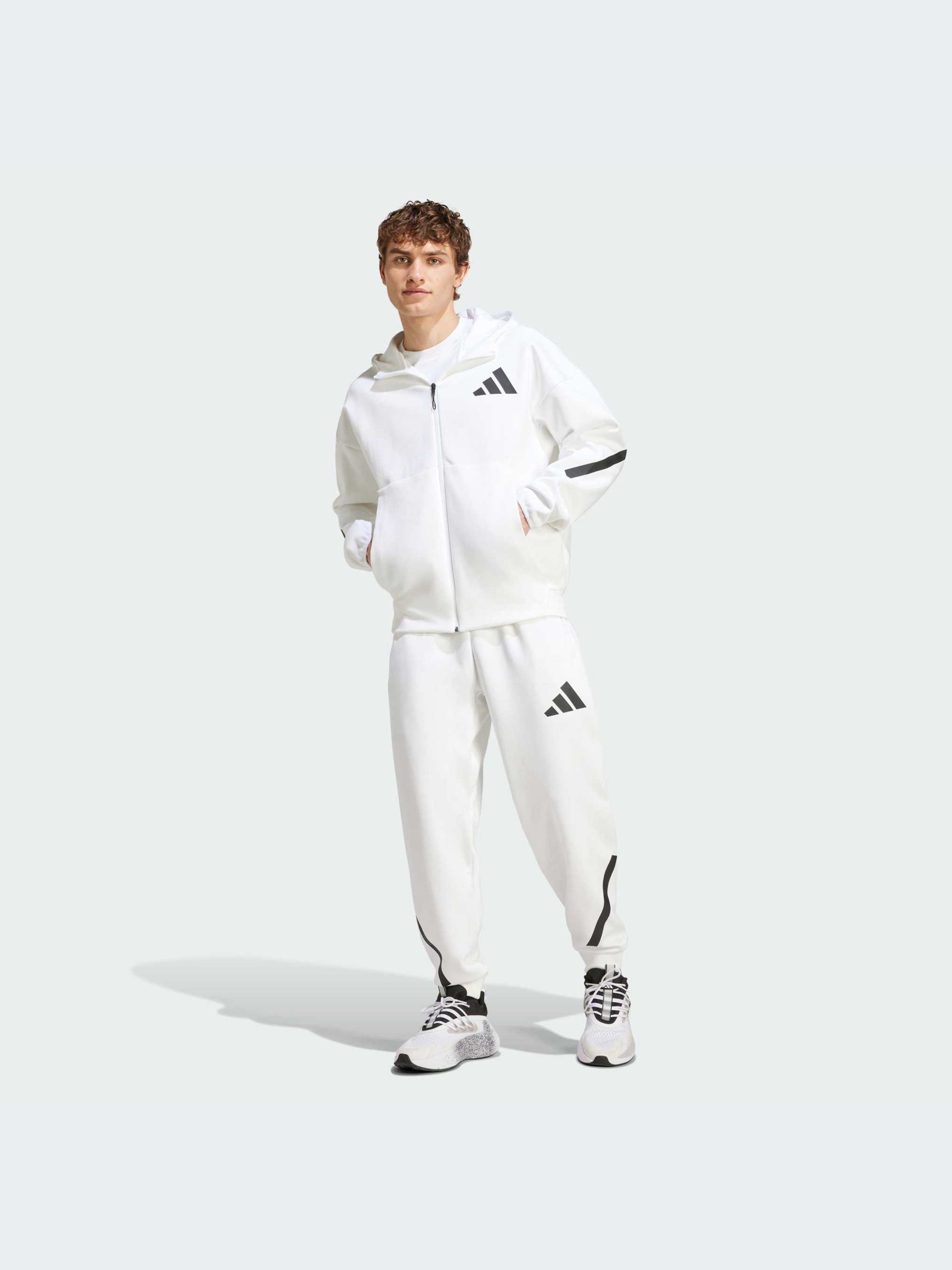 adidas リブ編みジャケット ホワイト Кофта Adidas ZNE модель JF2443 для мужчин, цвет: Белый - купить в