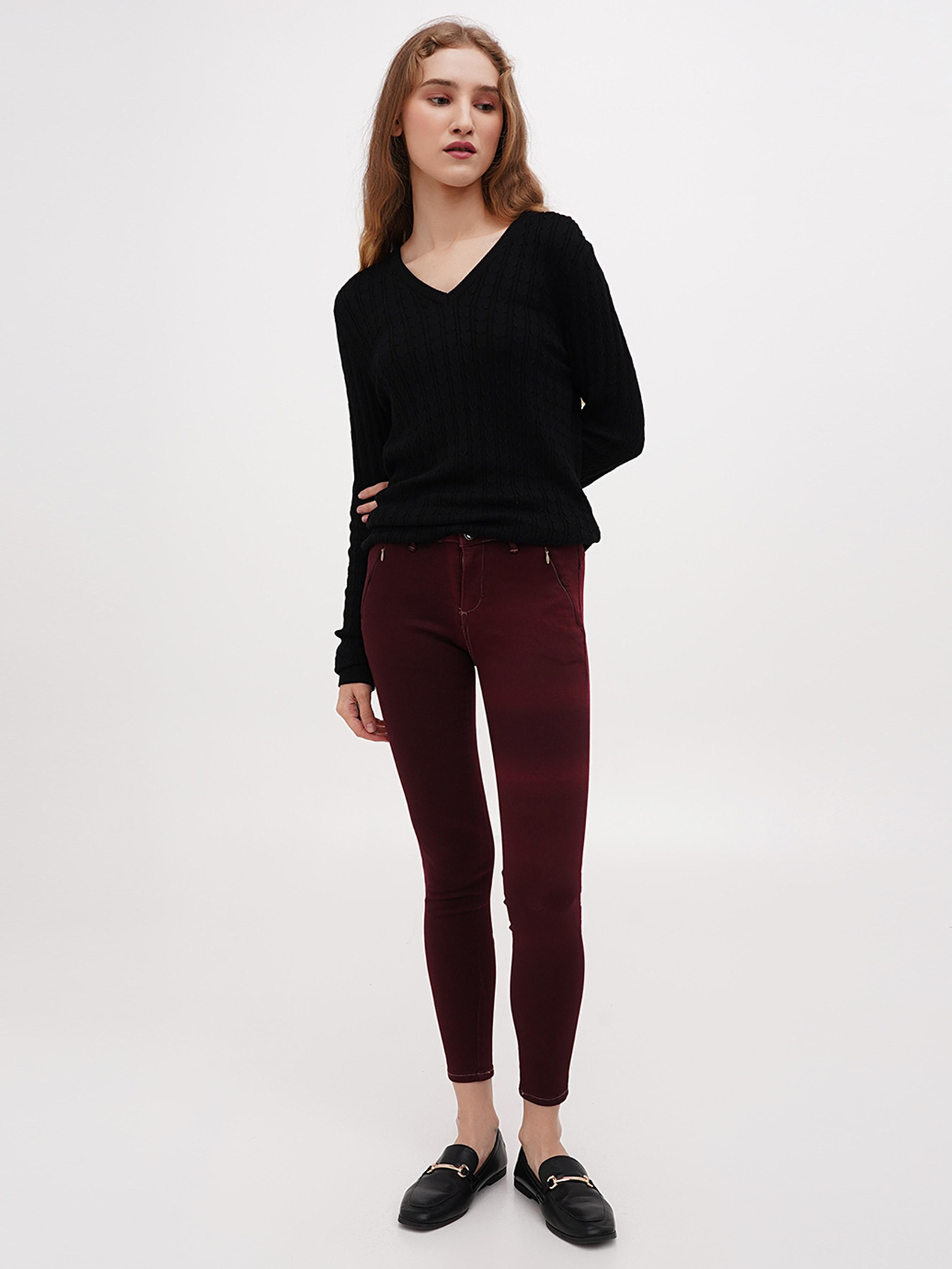 Скинни джинсы Sassofono модель A271-SF-1365_бордовый Фото