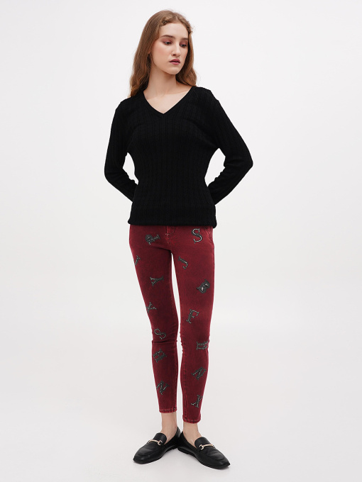 Скіні джинси Sassofono Модель A271-SF-1363_бордовый Фото