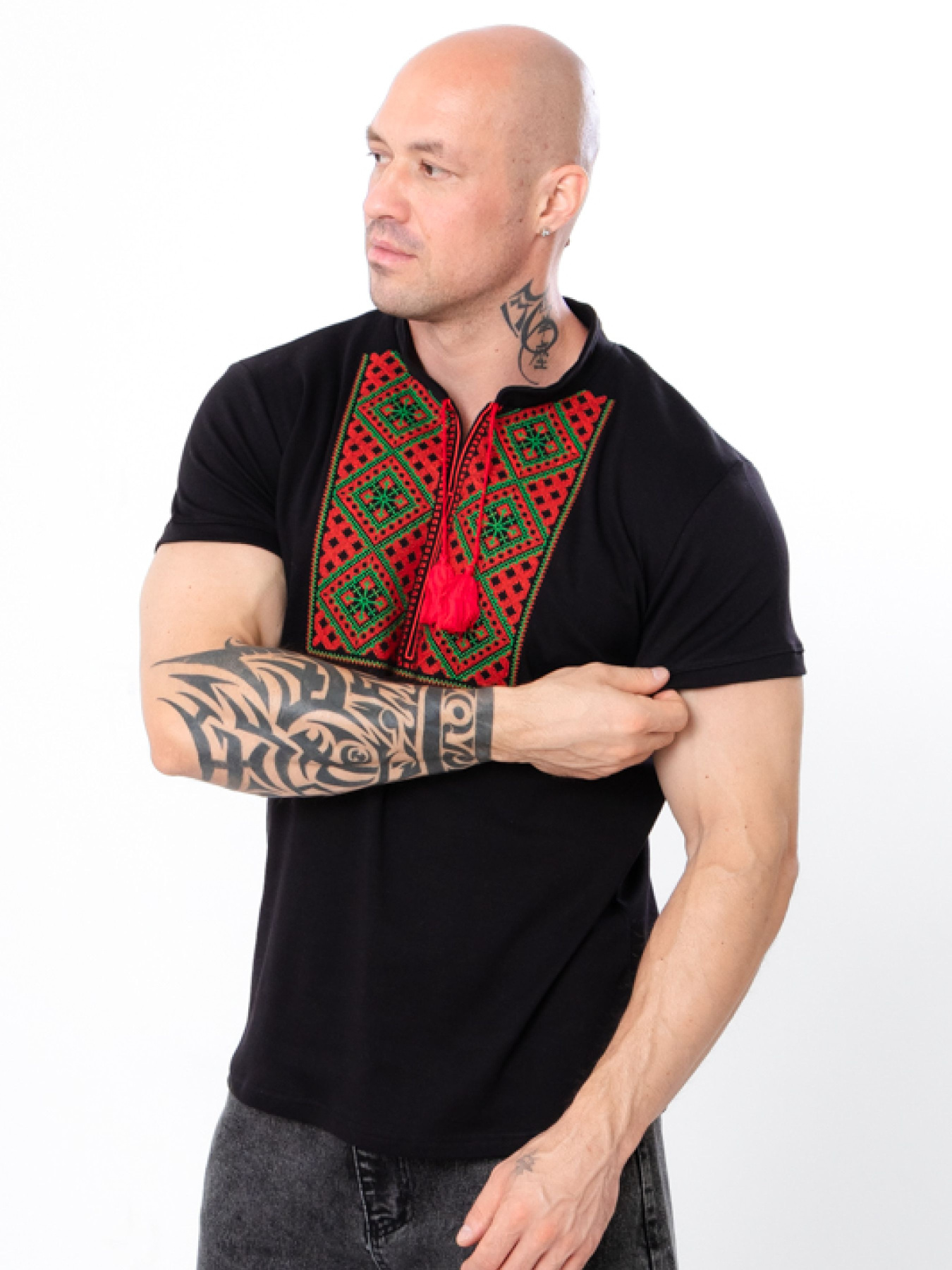 Вышитая рубашка Носи своє модель 8606-015-22-1-chervonij-zelenij Фото