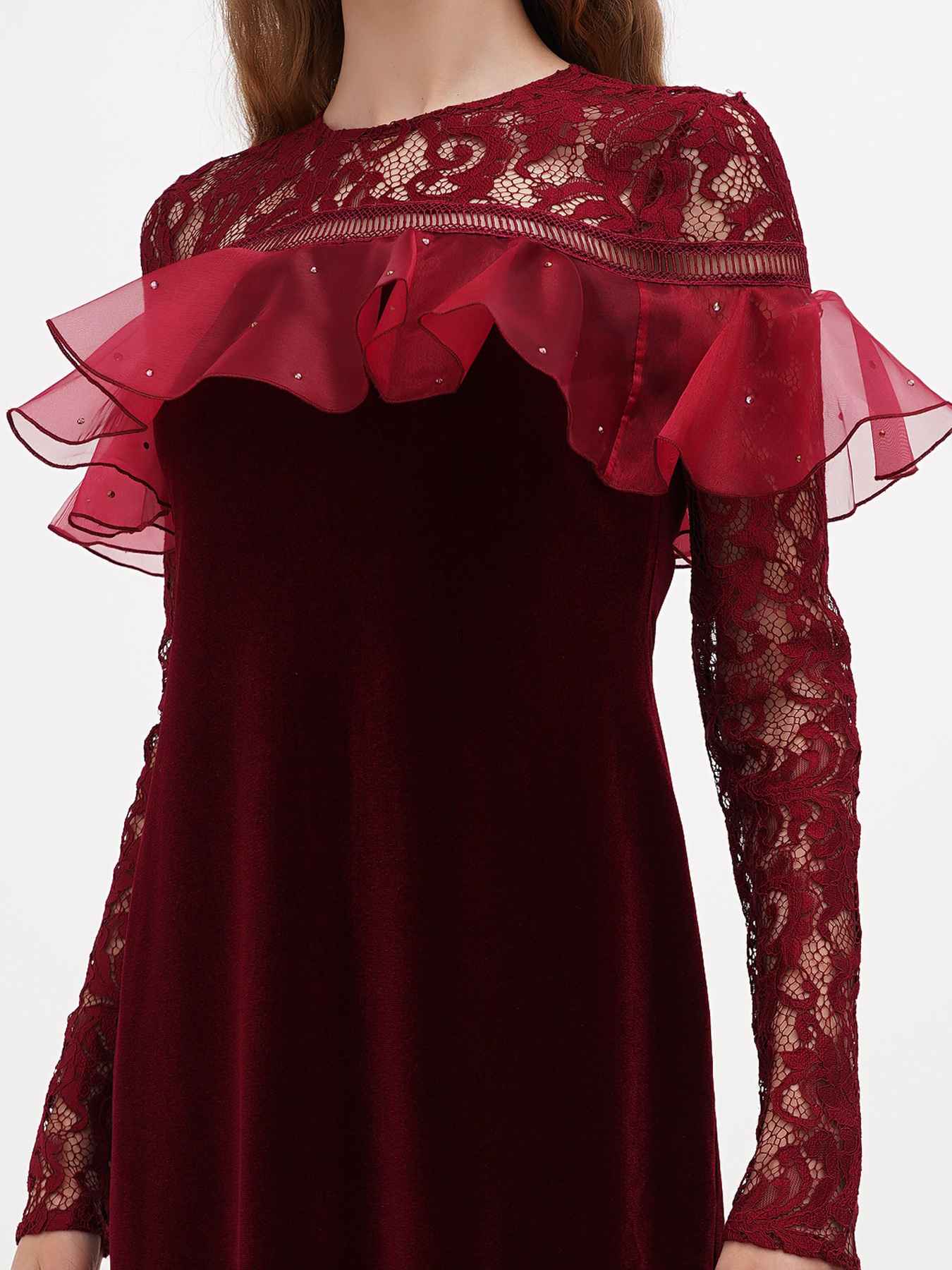 Платье мини Sassofono модель A271-SF-1322_бордовый Фото