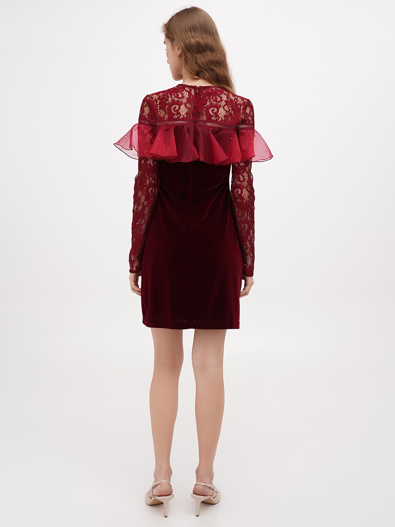 Платье мини Sassofono модель A271-SF-1322_бордовый Фото