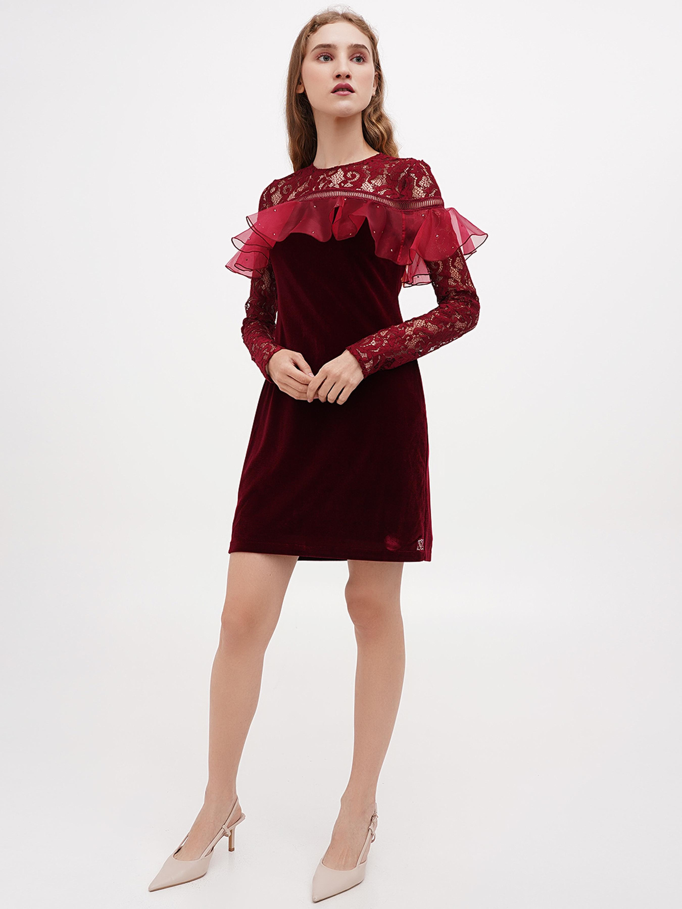 Платье мини Sassofono модель A271-SF-1322_бордовый Фото