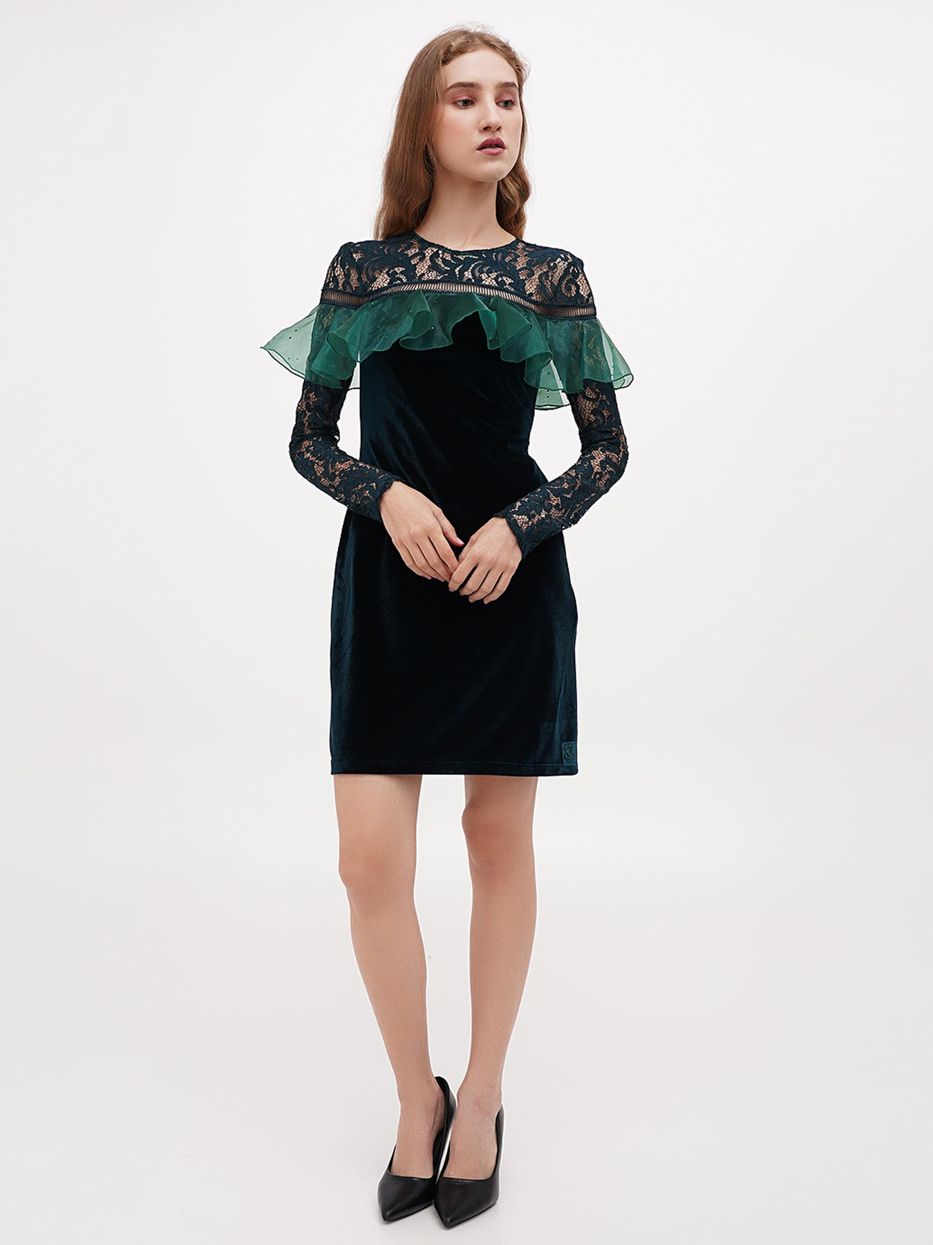 Платье мини Sassofono модель A271-SF-1322_зеленый Фото