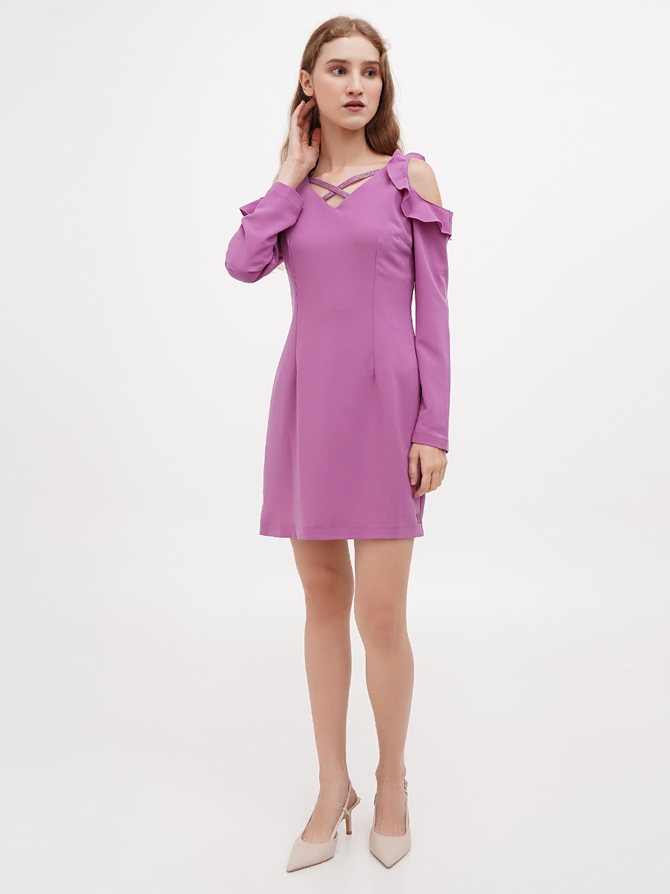 Платье мини Sassofono модель A271-SF-1315_сиреневый Фото