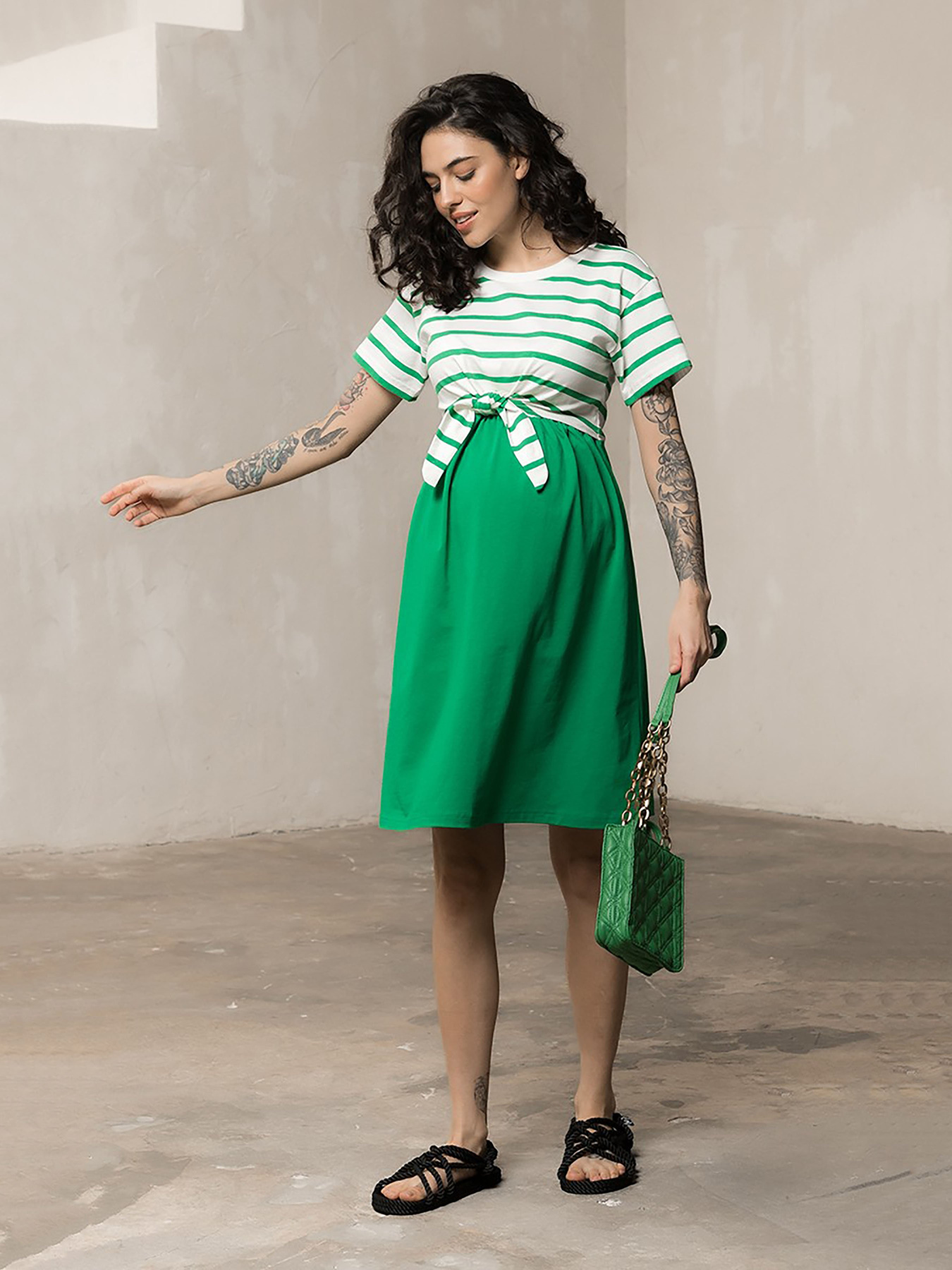 Платье мини Yula mama Becky модель BeckyDR-24.032GreenYLMMDR Фото