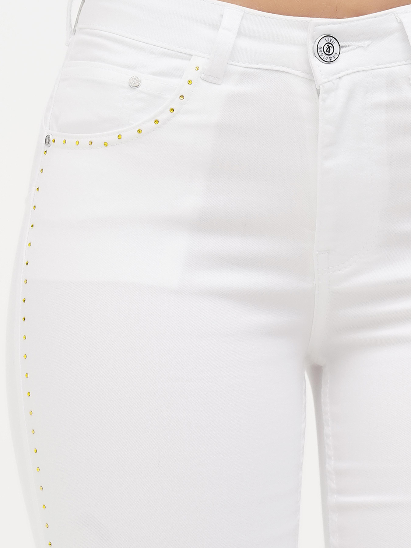 Скинни джинсы Sassofono модель A272-SF-1950_белый_желтый Фото