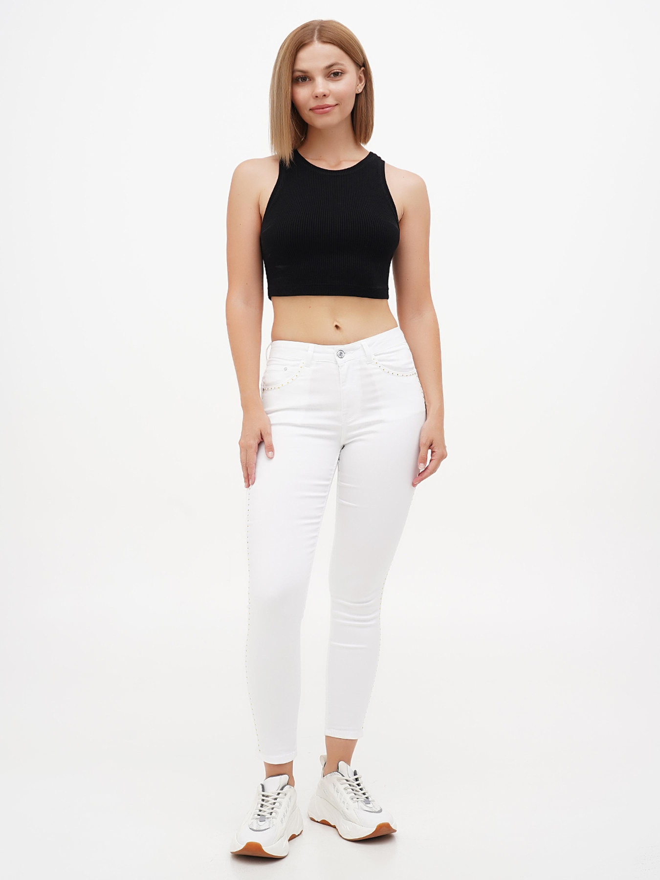 Скинни джинсы Sassofono модель A272-SF-1950_белый_желтый Фото