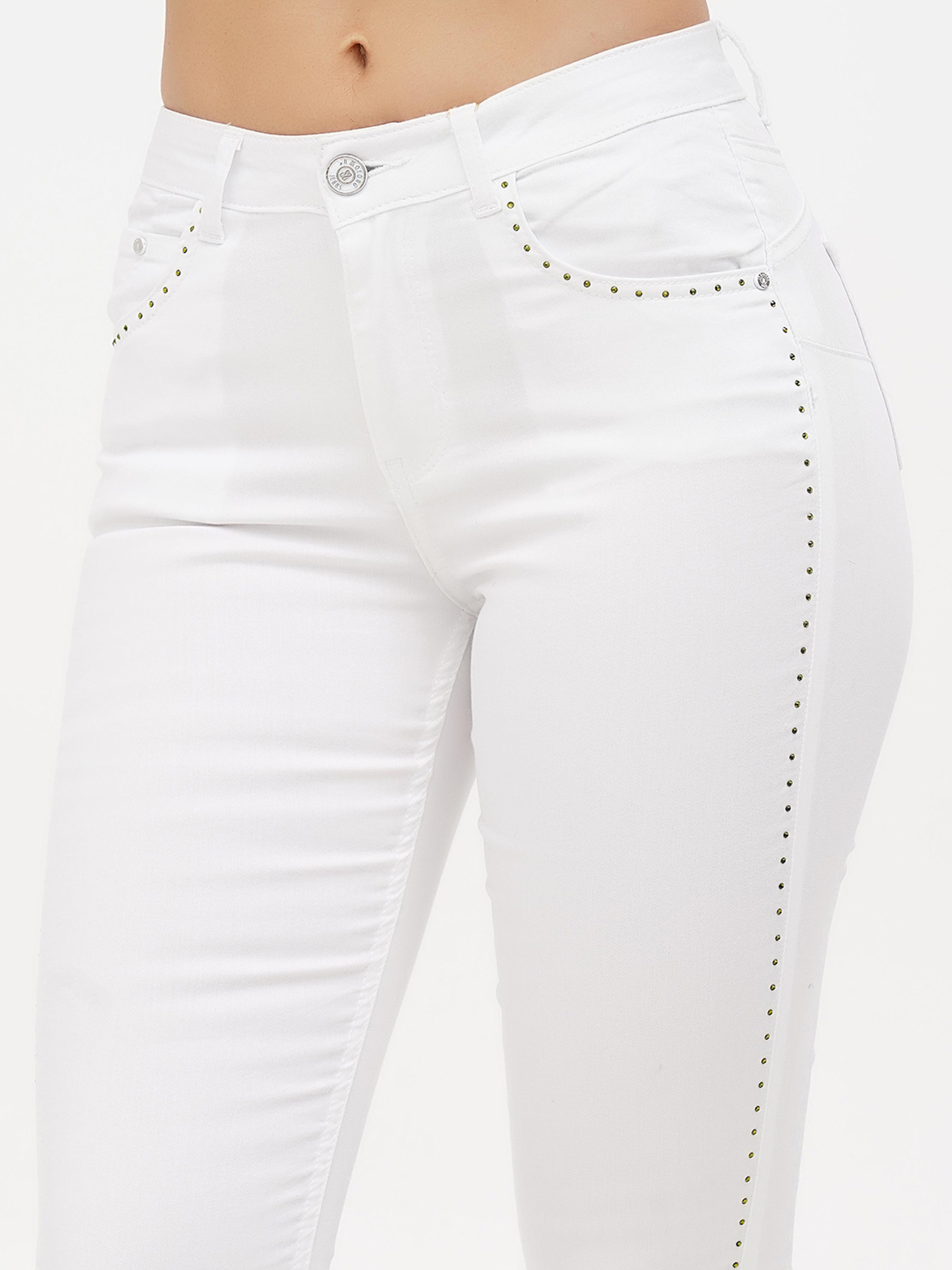 Скинни джинсы Sassofono модель A272-SF-1950_белый_зеленый Фото