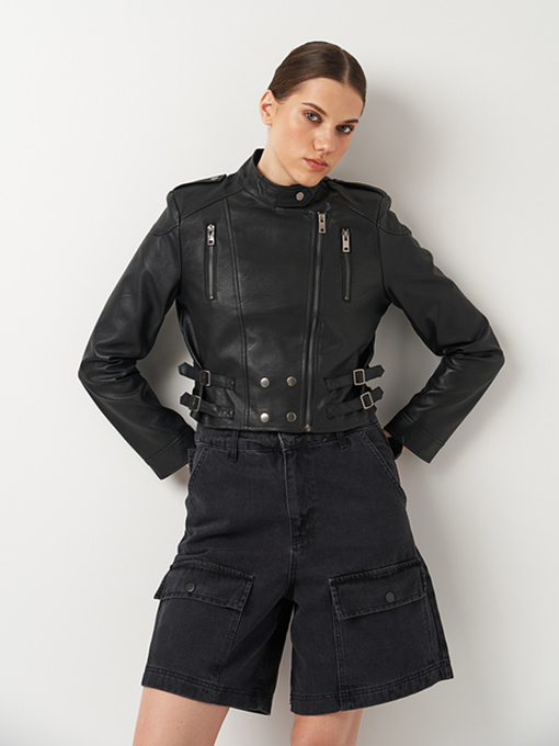 Шкіряна куртка Ricco Grande модель k16605bl Фото