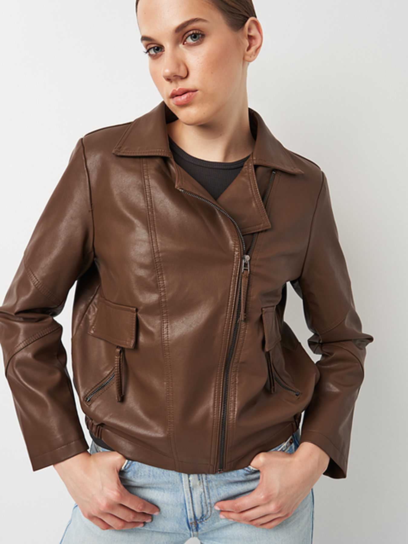 Куртка кожаная Ricco Grande модель k18818br Фото