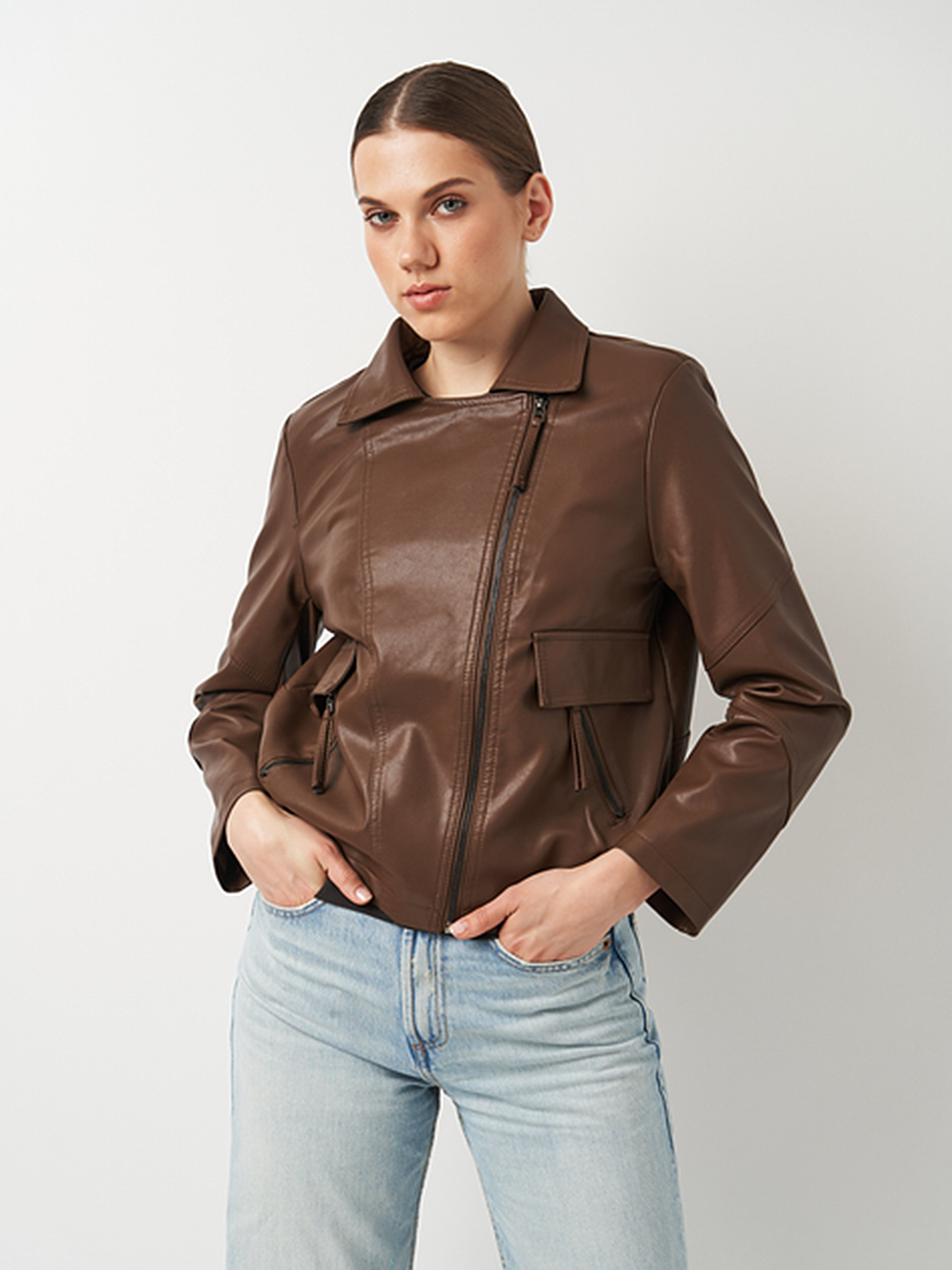 Куртка кожаная Ricco Grande модель k18818br Фото