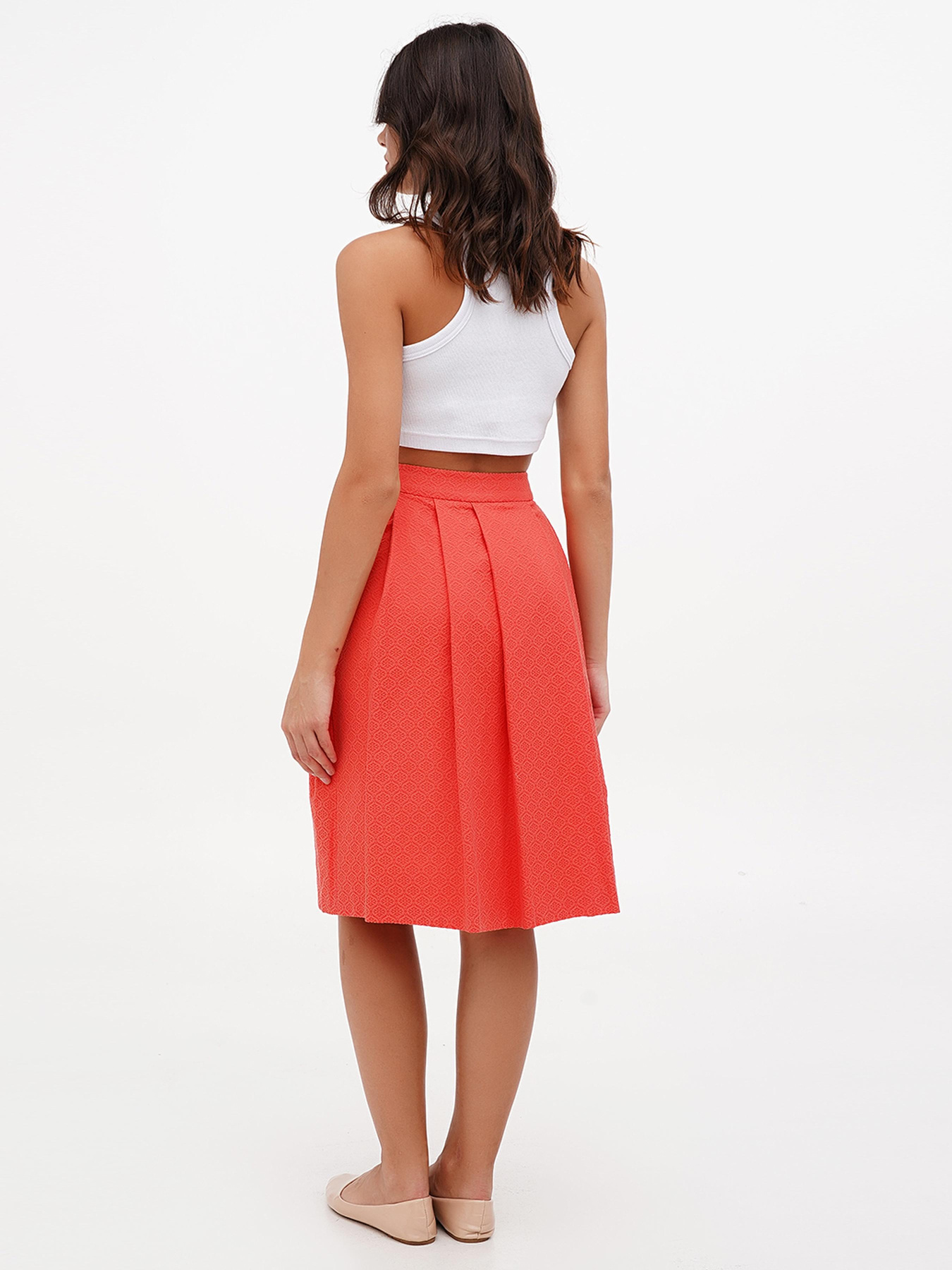 Юбка миди Sassofono модель A272-SC-1783_коралловый Фото
