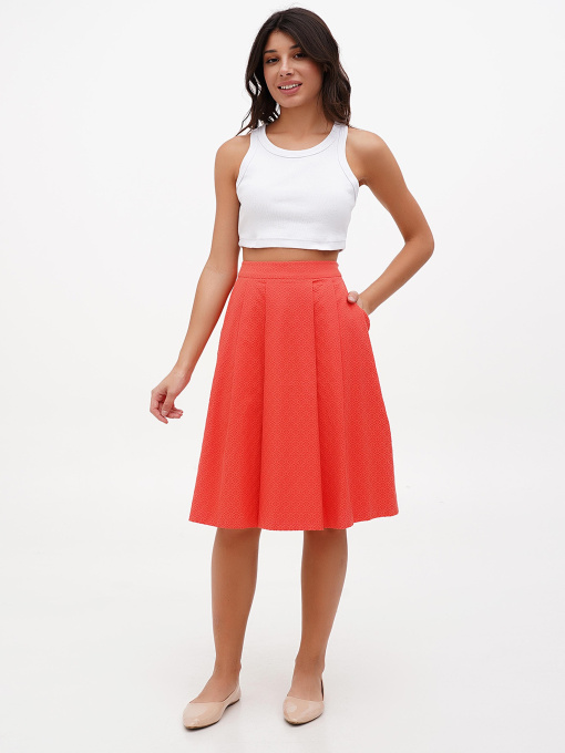 Спідниця міді Sassofono модель A272-SC-1783_коралловый Фото