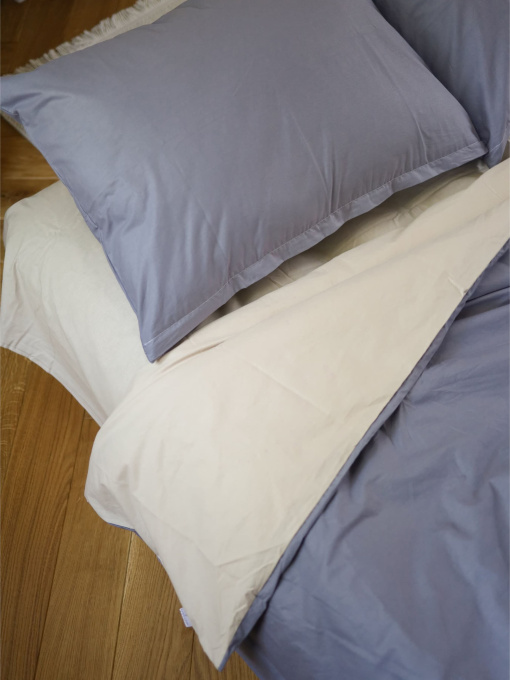 Комплект постельного белья с ткани Ранфорс цвет Серый с молочным BedclozZzes модель 3946-3 Фото