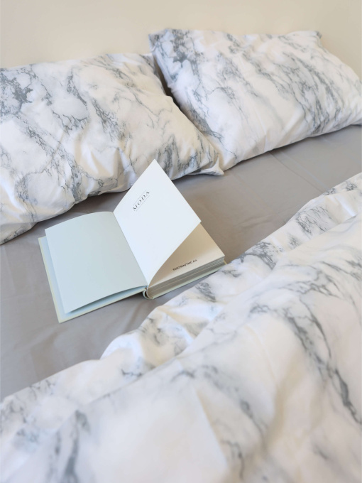 Комплект постельного белья с ткани Ранфорс цвет Мраморная з серым BedclozZzes модель 11782 Фото