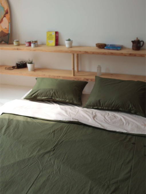 Комплект постельного белья с ткани Ранфорс цвет Хаки и песочный BedclozZzes модель 13833-1 Фото