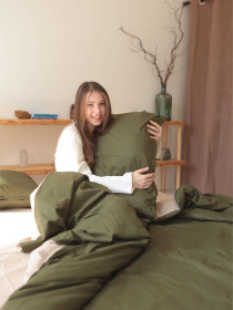 Комплект постельного белья с ткани Ранфорс цвет Хаки и песочный BedclozZzes модель 13833-1 Фото