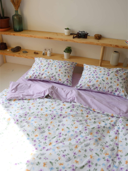 BedclozZzes ­Комплект постельного белья с ткани Ранфорс цвет Фиалки с однотонным модель 12906 — фото 4 - INTERTOP