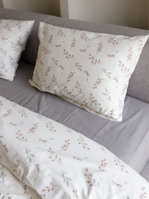 Комплект постільної білизни з тканини Ранфорс колір Оливкове листя з однотонним BedclozZzes модель 15691-1-1 Фото