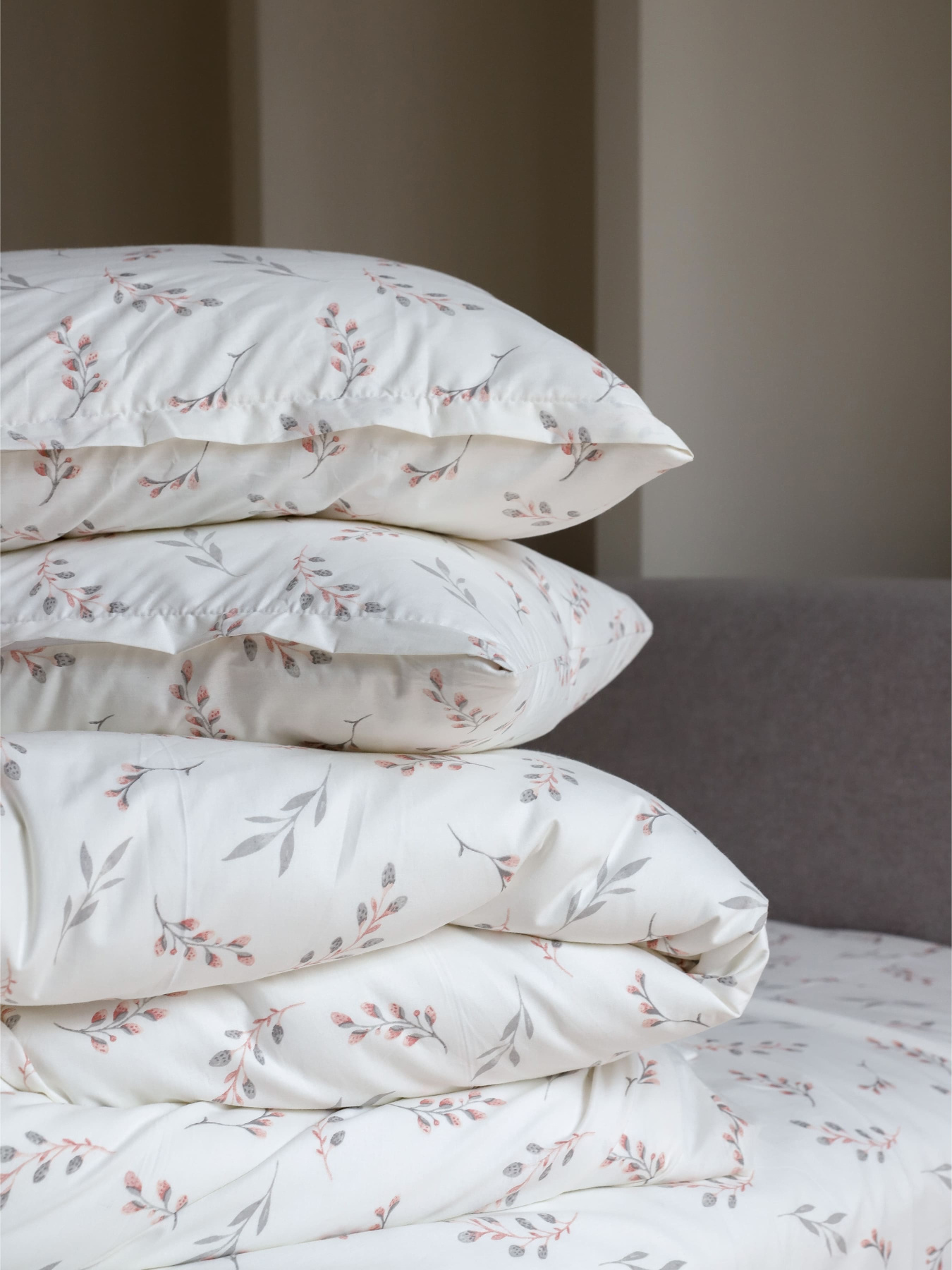 Комплект постельного белья с ткани Ранфорс цвет Оливковые листья с однотонным BedclozZzes модель 15691-1-1 Фото