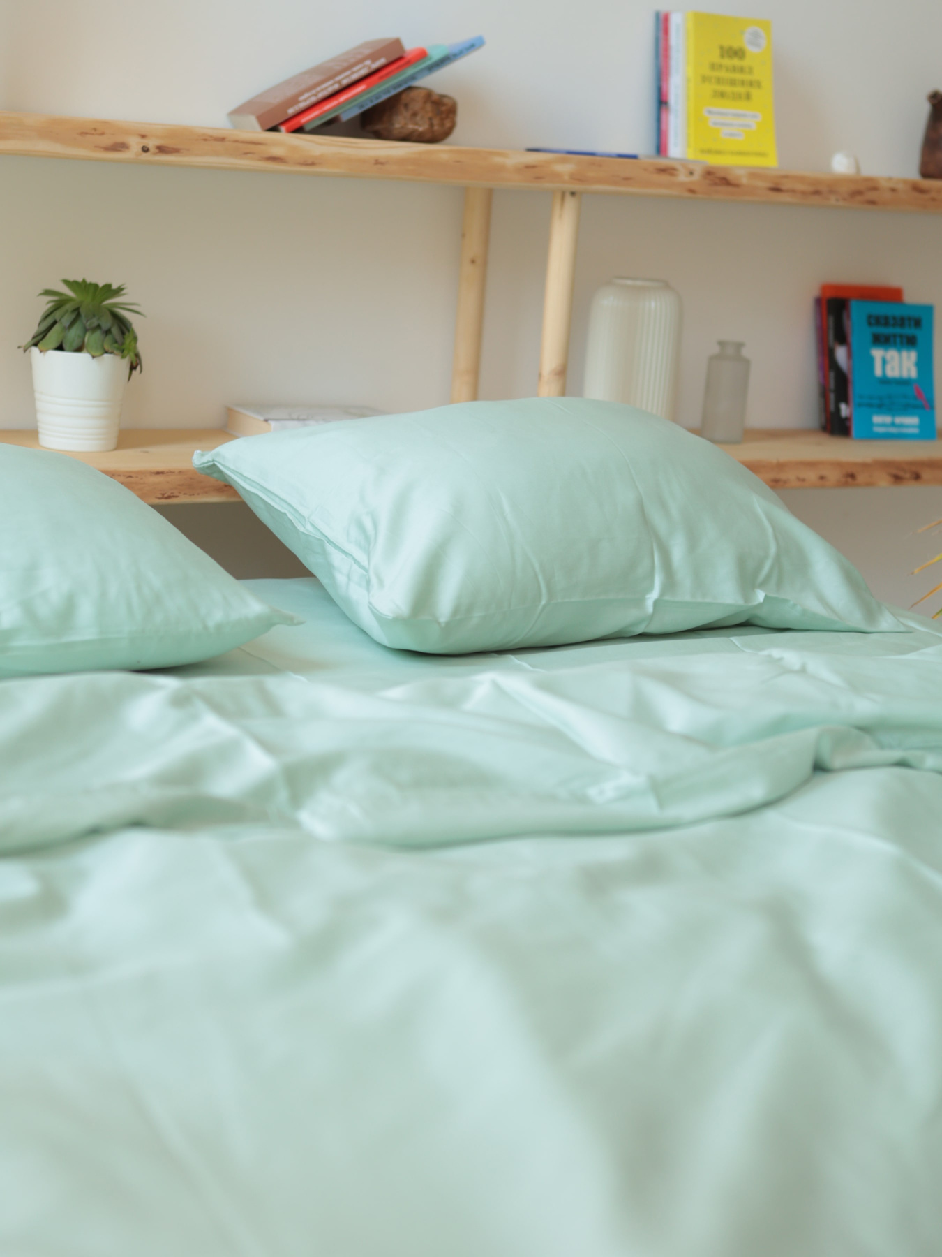 Комплект постільної білизни з тканини Сатин колір Зелений чай BedclozZzes модель 12863 Фото