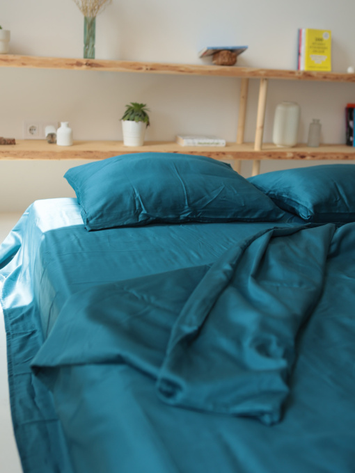 Комплект постельного белья с ткани Сатин цвет Глубокий синий BedclozZzes модель 12870 Фото