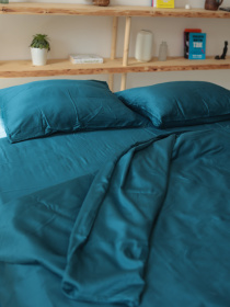 Комплект постельного белья с ткани Сатин цвет Глубокий синий BedclozZzes модель 12870 Комплект постельного белья с ткани Сатин цвет Глубокий синий BedclozZzes модель 12870 Фото